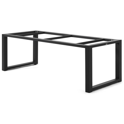 Ensemble de jardin Livo en aluminium noir avec plateau de table en teck Naturel et 6 chaises de jardin Rivo