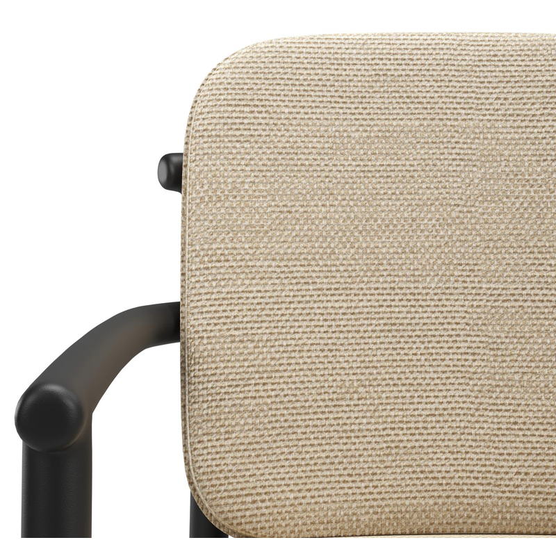 Bono stapelbare tuinstoel in zwart aluminium met stoelkussen in All Weather Cosytica Althea Camel