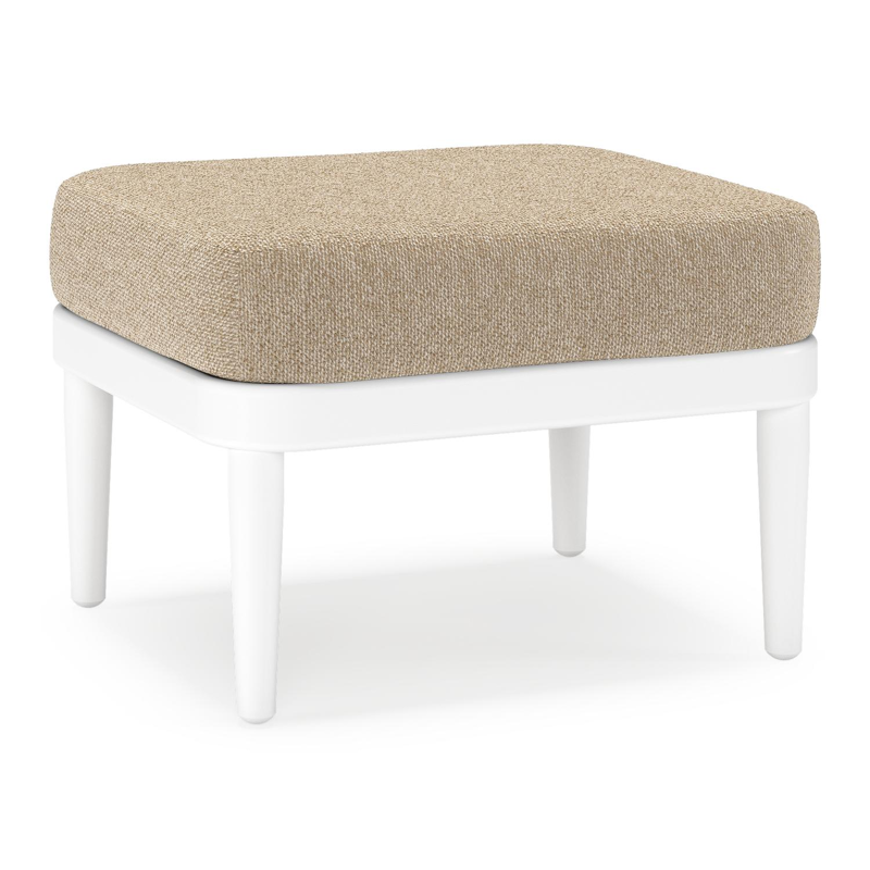 Pouf Orso en aluminium blanc et coussins en all weather cosytica Madagascar Oak