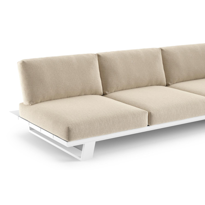 Pagino loungehoek in wit aluminium met althea chalk all weather cosytica kussen