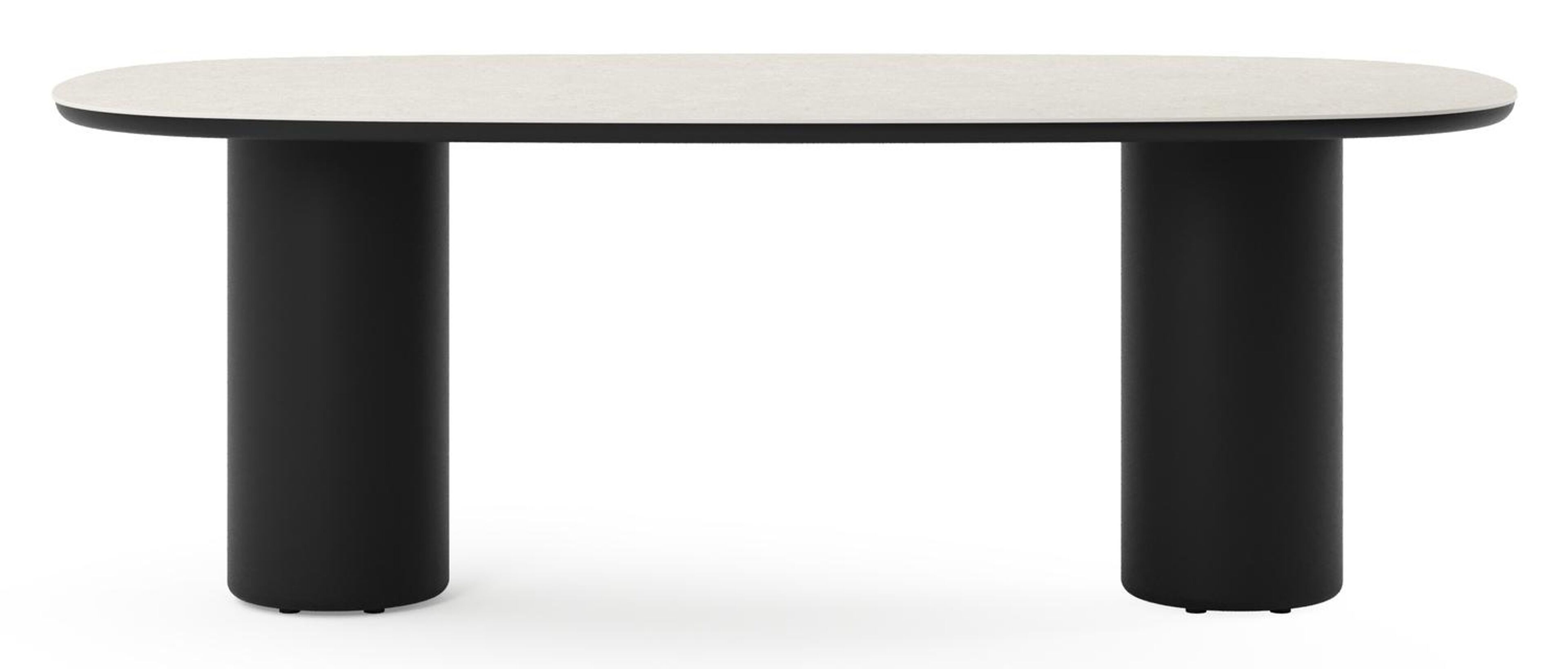 Table de jardin Amico bombo en aluminium noir et céramique pleine Shilin - Lg. 210 x Lrg. 110 x Haut. 74 cm