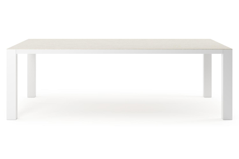 Nano tuintafel in wit aluminium en volkeramiek shilin - L 240 x B 148 x H 75 cm