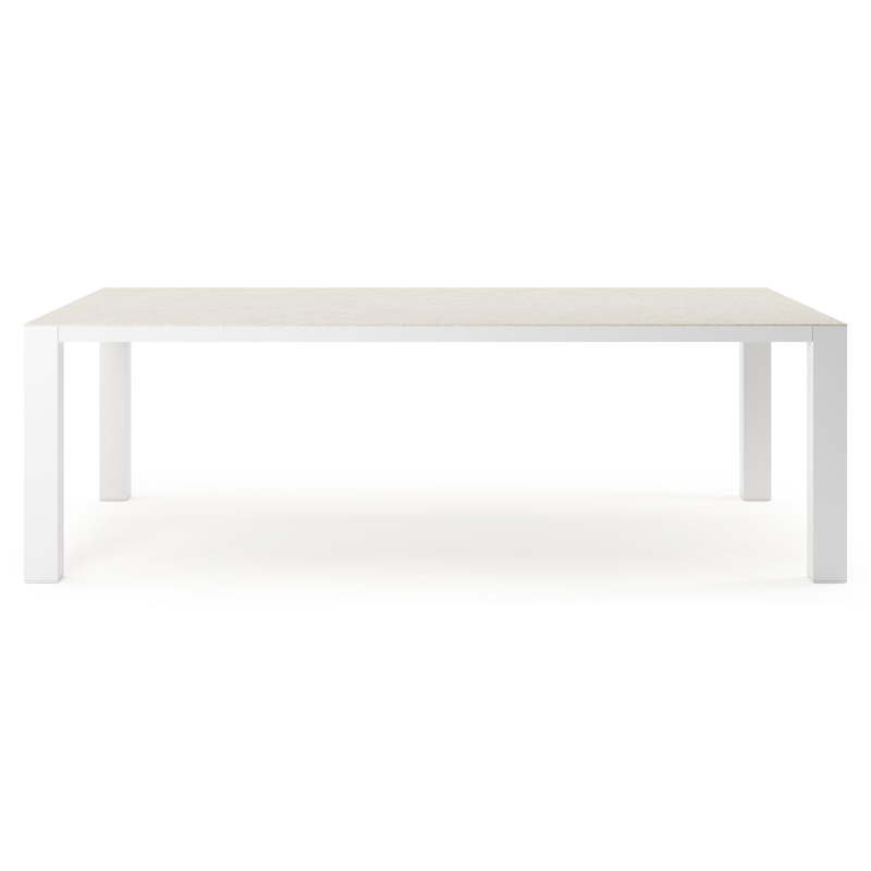 Table de jardin Nano en aluminium blanc et céramique pleine shilin - Lg 240 x Larg. 148 x H 75 cm