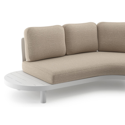 Salon de jardin d'angle Palma en aluminium blanc et coussins en weather+ softtouch rustic