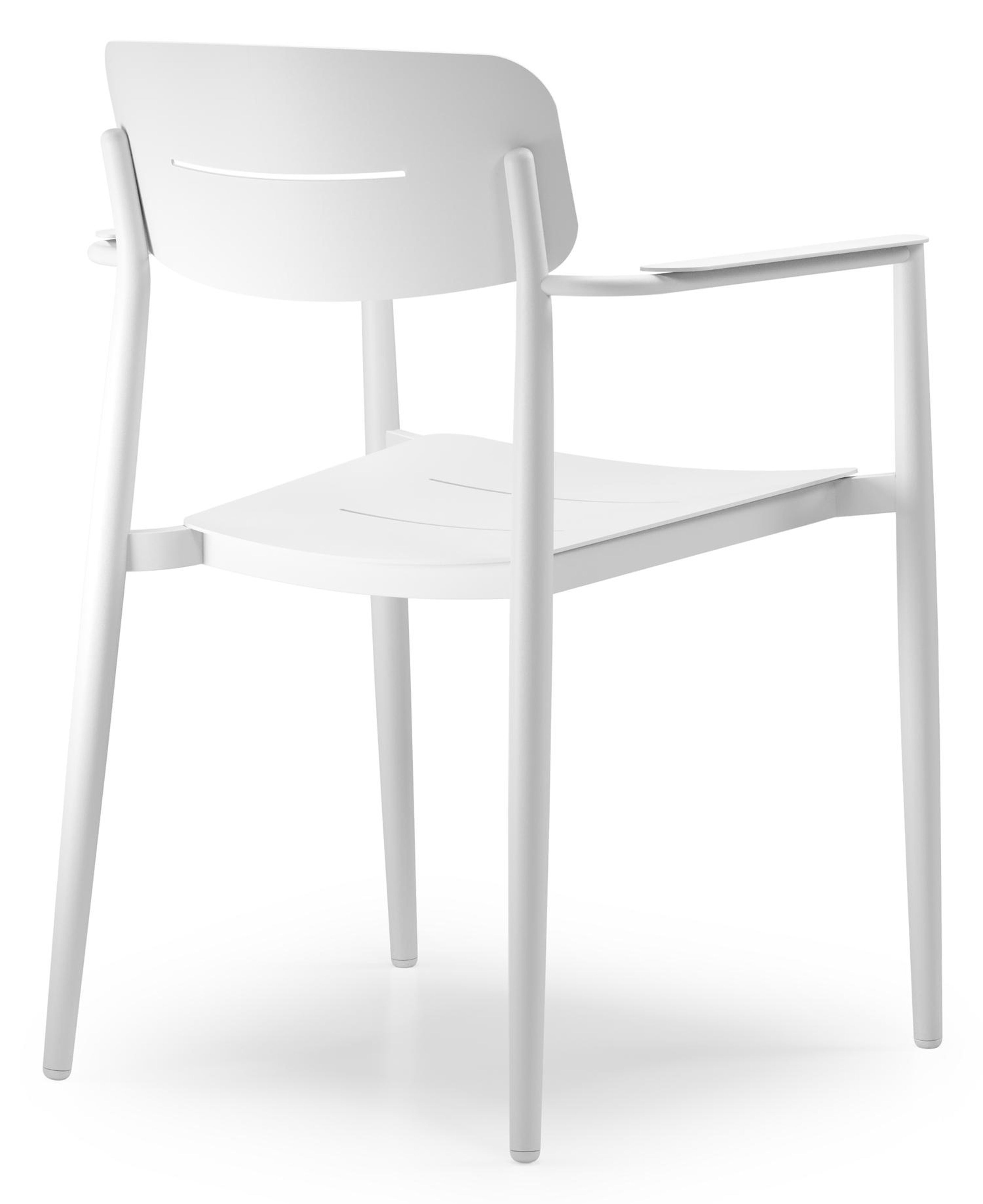 Pamplona ronde tuinset in wit aluminium en sintered stone topo minerale met 4 Cosa tuinstoelen