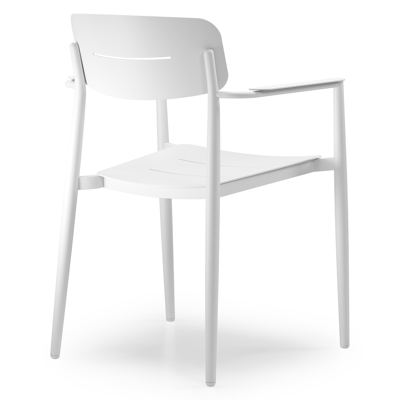 Pamplona ronde tuinset in wit aluminium en sintered stone crema minerale met 6 Cosa tuinstoelen