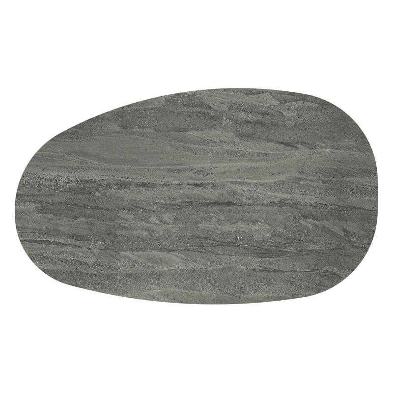 Donato loungetafel organisch in beige aluminium en volkeramiek Aspen Grey - L 151 x B 90 x H 24.5 cm