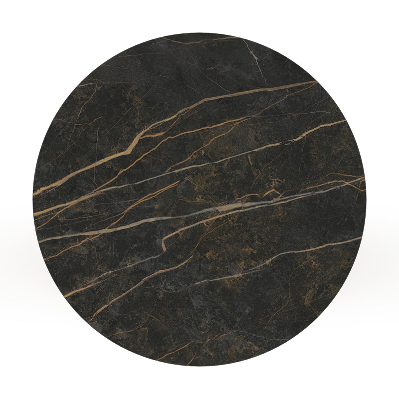 Table de basse Bomero ronde en teck et céramique pleine Black Obsession - Diam. 85 x Haut. 25 cm