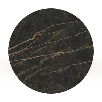 Bomero loungetafel rond in teak en volkeramiek Black Obsession - Dia. 85 x H 25 cm