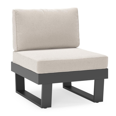 Alora loungestoel in zwart aluminium met beige weather+ softtouch kussens