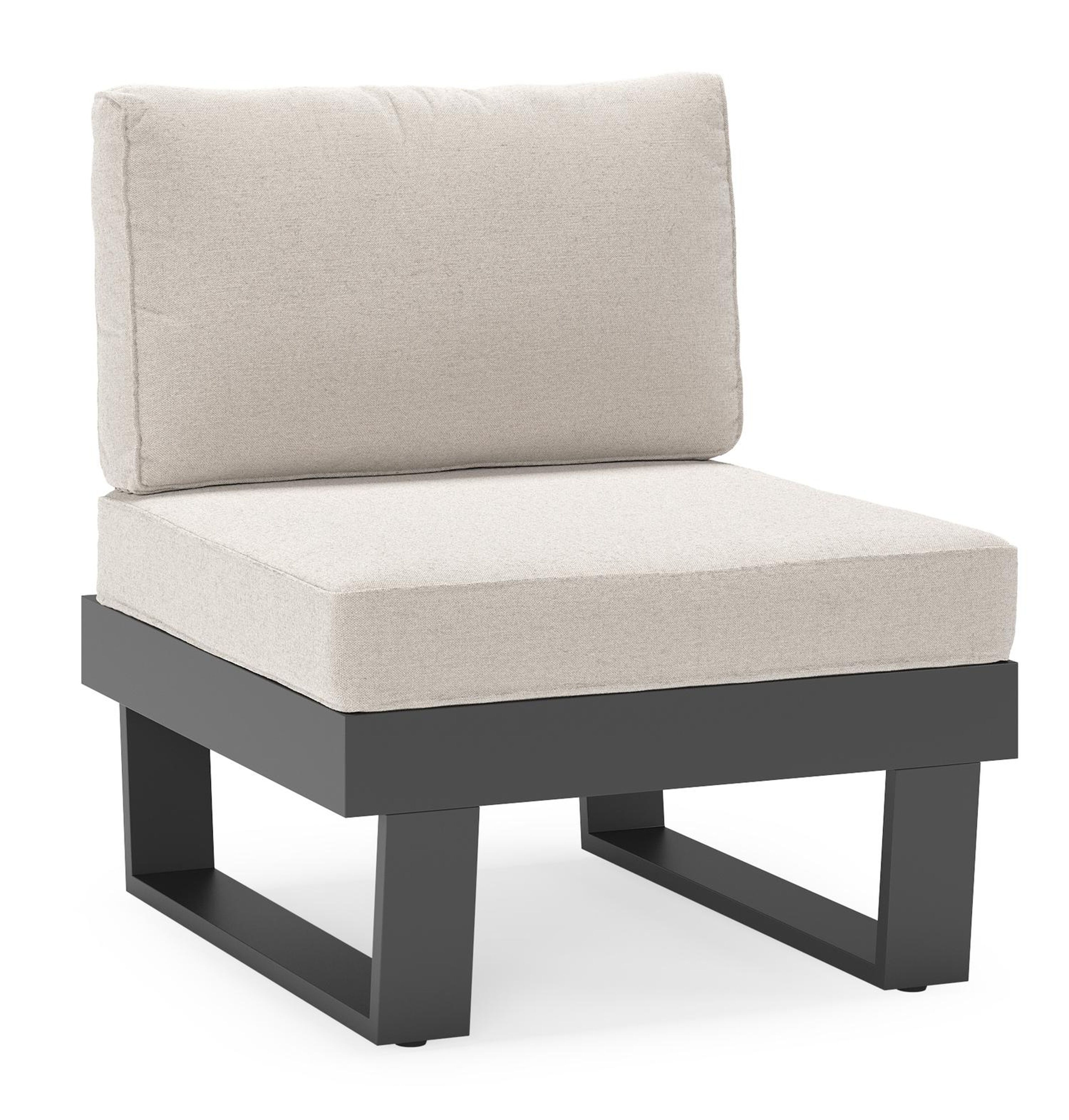 Alora loungestoel in zwart aluminium met beige weather+ softtouch kussens