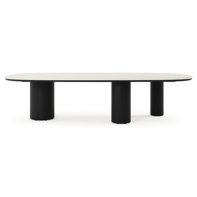 Table de jardin Amico bombo xl en aluminium noir et céramique pleine Shilin - Lg. 320 x Lrg. 148 x Haut. 73.5 cm