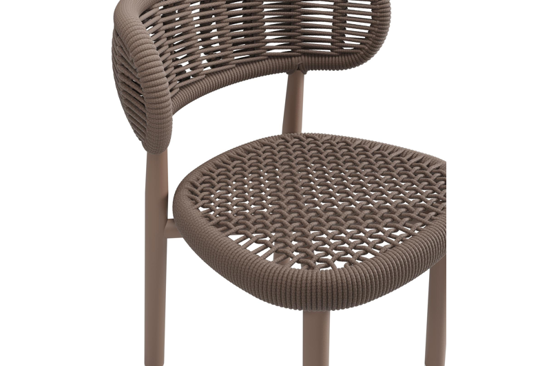 Lomo tuinstoel in taupe aluminium en taupe vierkant geweven ronde rope