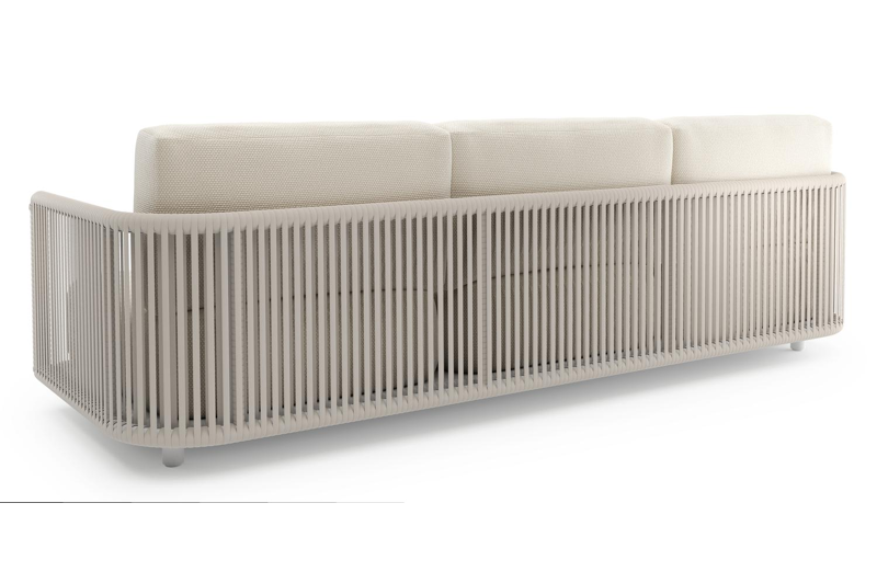 Organo loungeset in wit aluminium en beige verticaal geweven luxe vlakke rope met althea off white All Weather Cosytica kussens