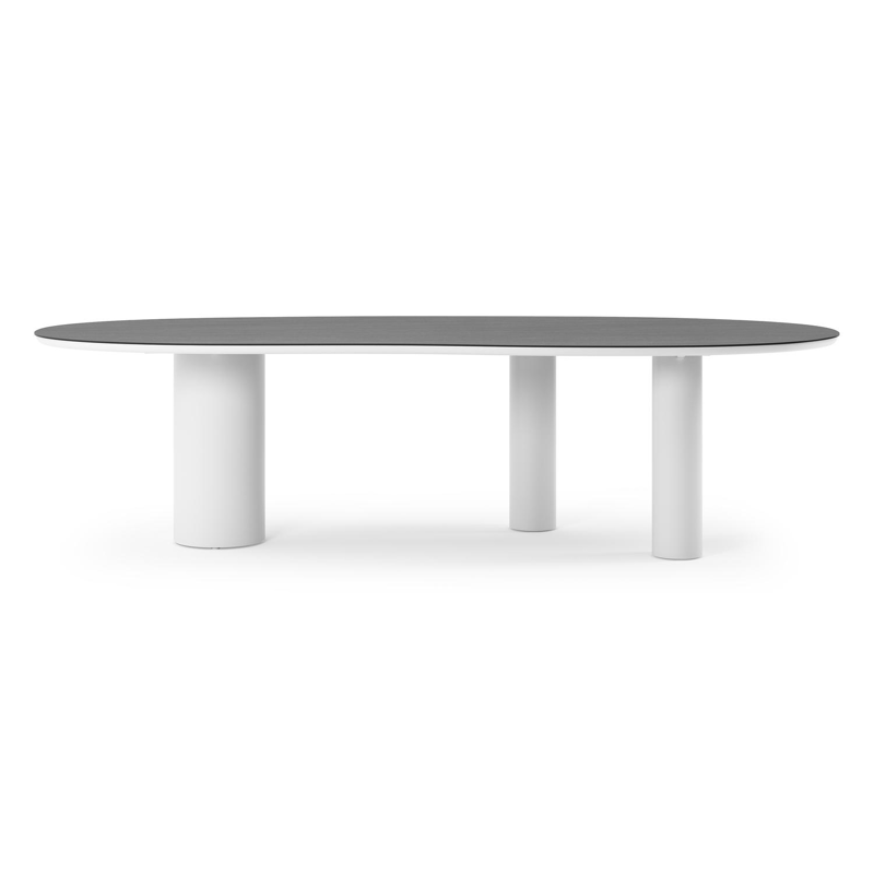 Organo tuintafel organisch in wit aluminium en volkeramiek Basalt Black - L 280 x B 120 x H 74 cm