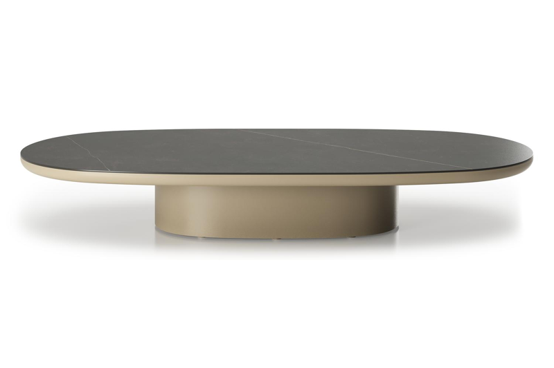 Amico loungetafel bombo in beige aluminium en volkeramiek Calatorao - L 171 x B 89 x H 24 cm