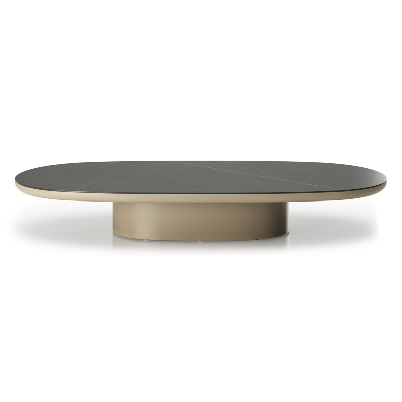 Amico loungetafel bombo in beige aluminium en volkeramiek Calatorao - L 171 x B 89 x H 24 cm