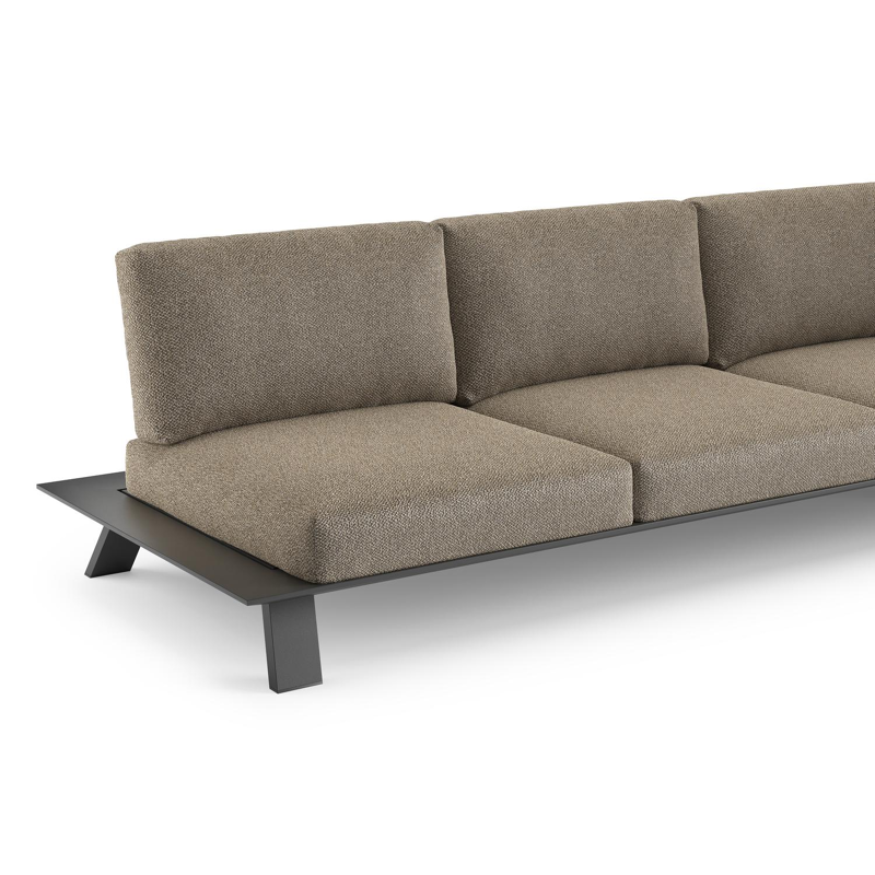 Salon de jardin d'angle Cesano en aluminium noir et coussin en all weather Cosytica madagascar burch