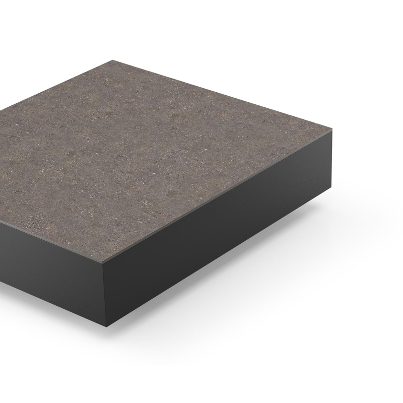 Como loungetafel in zwart aluminium en wulong volkeramiek - L 70 x B 80 x H 20 cm