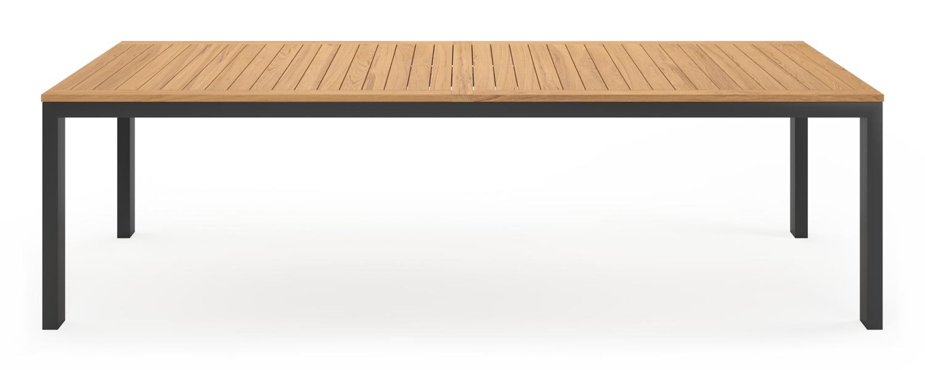 Table de jardin Trente rectangulaire en aluminium noir et teck - Lg. 270 x Lrg. 100 x Haut. 73 cm