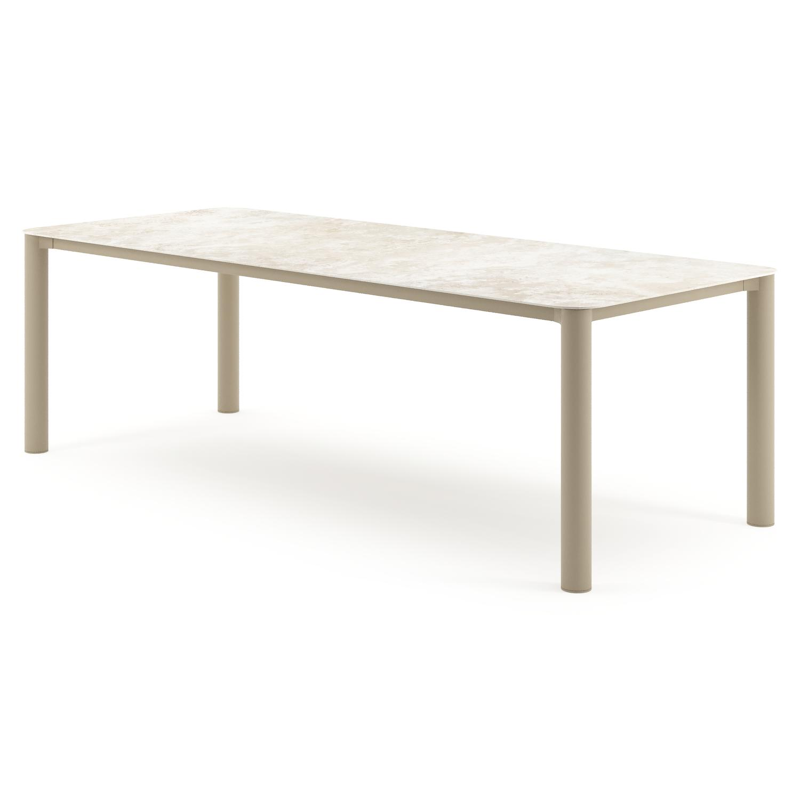Orso tuintafel rechthoekig afgerond in beige aluminium en volkeramiek Rapolano - L 240 x B 100 x H 74.5 cm