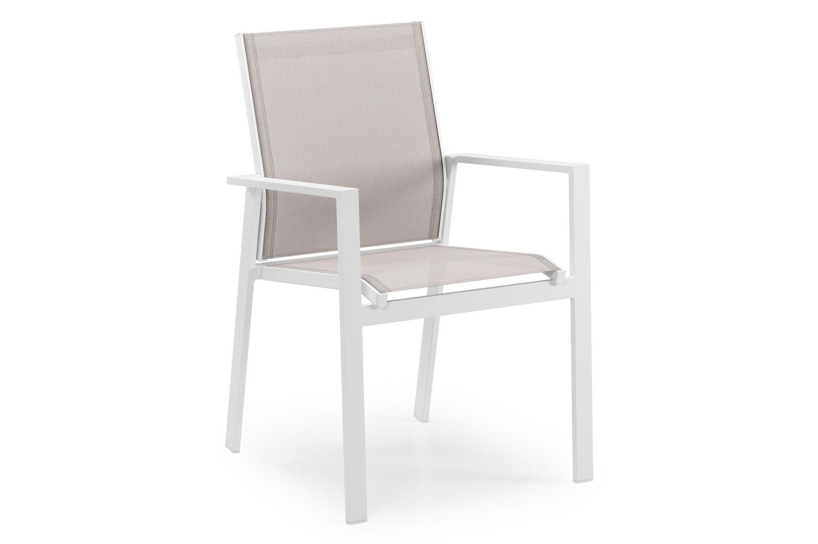 Bahia tuinstoel in wit aluminium en beige single textilene