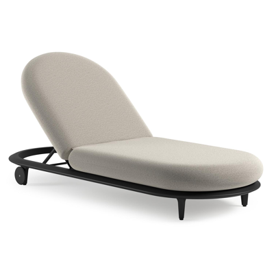 Bomero verstelbaar ligbed in zwart aluminium met firenze natural all weather solica