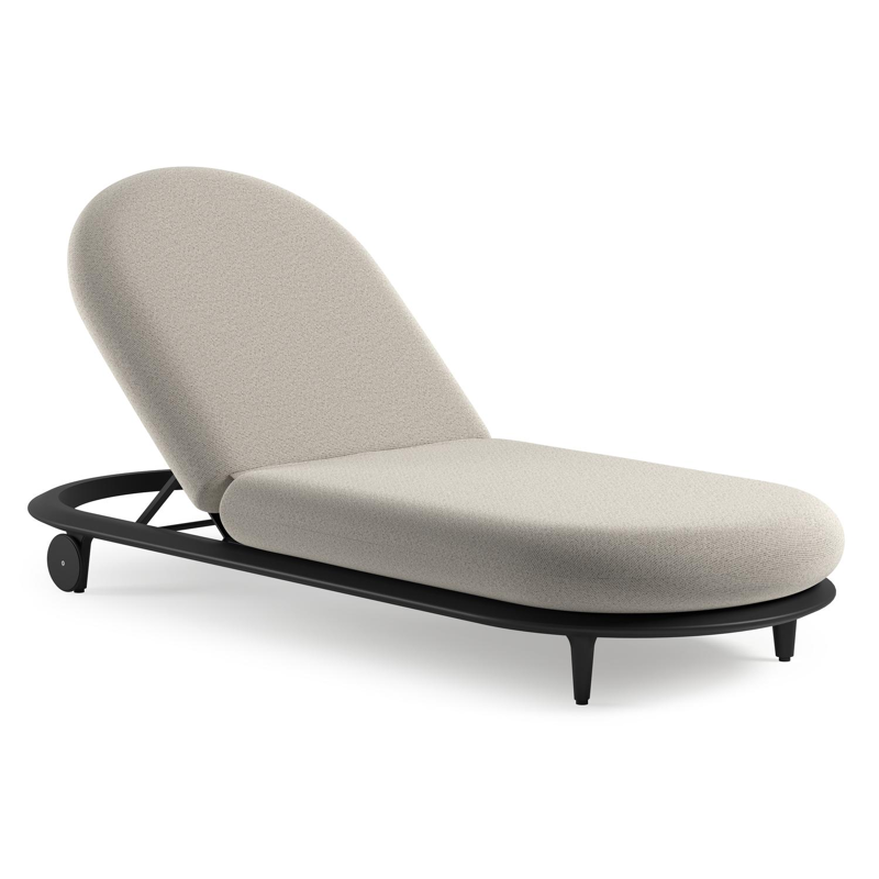 Bomero verstelbaar ligbed in zwart aluminium met firenze natural all weather solica