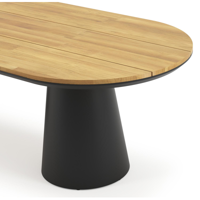 Donato tuintafel in zwart aluminium en teak - L 260 x B 100 x H 75,5 cm