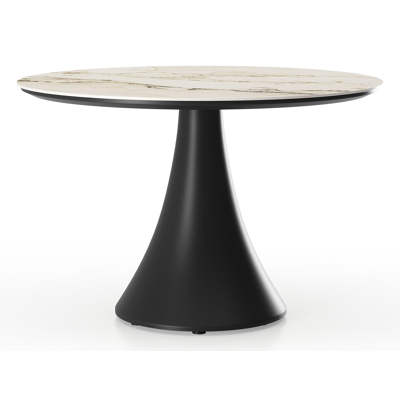 Fano low dining loungetafel in zwart aluminium en volkeramiek colorado dunes - Dia. 85 x H 55 cm