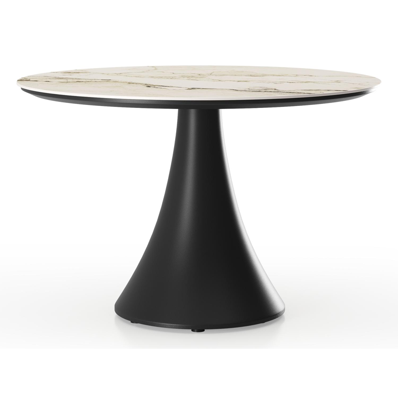 Fano low dining loungetafel in zwart aluminium en volkeramiek colorado dunes - Dia. 85 x - Dia. 85 x H 75 cm