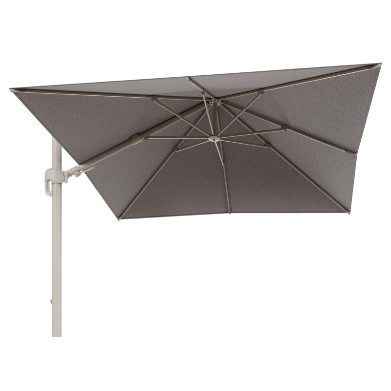 Rufina zweefparasol tiltfunctie in beige aluminium en parasoldoek in All Weather Sunbrella® Luxe Wander Granite  - L1 300 x L2 300 cm (zonder voet) (zonder voet)