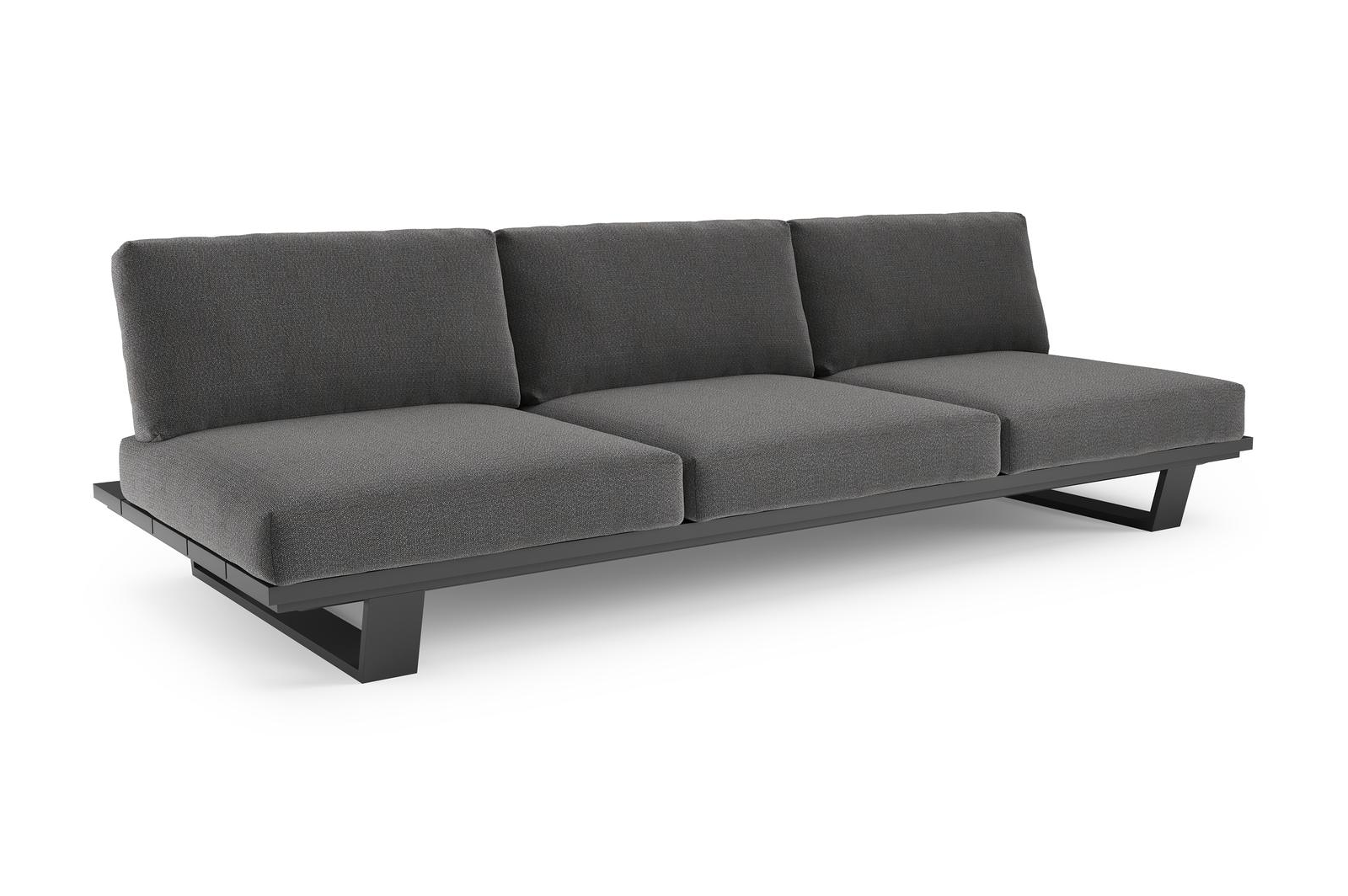 Pagino loungebank in zwart aluminium met savane tornado all weather sunbrella® luxe kussen