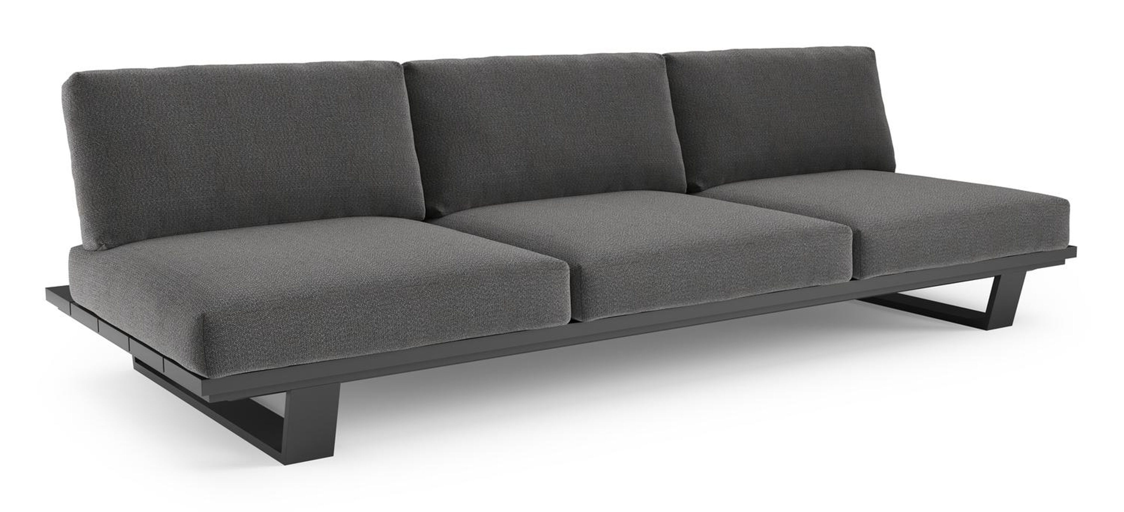 Pagino loungebank in zwart aluminium met savane tornado all weather sunbrella® luxe kussen