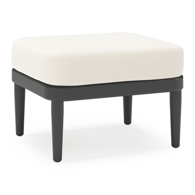 Pouf Orso en aluminium noir et coussins en all weather sunbrella® luxe Savane White