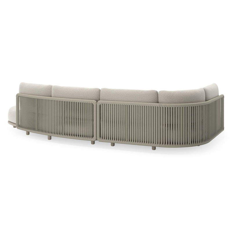 Lomano loungehoek in beige aluminium en beige verticaal geweven luxe vlakke rope met Firenze Natural all weather solica