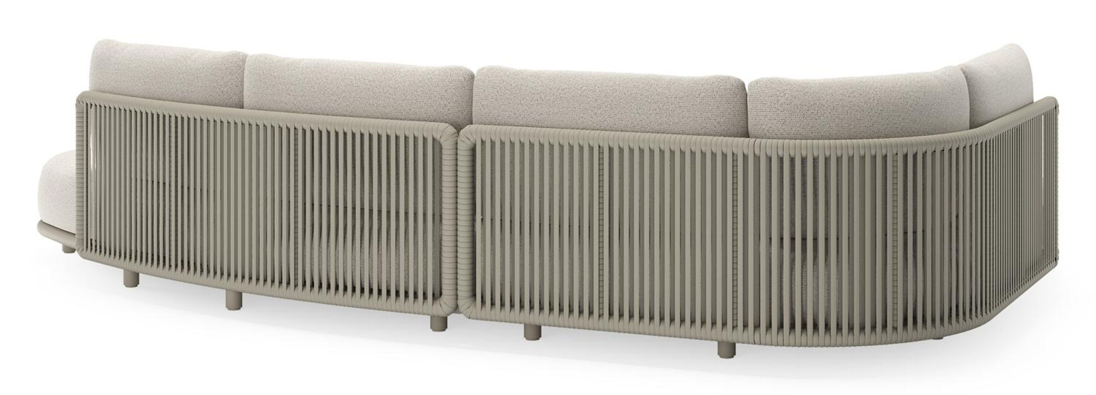 Lomano loungehoek in beige aluminium en beige verticaal geweven luxe vlakke rope met Firenze Natural all weather solica