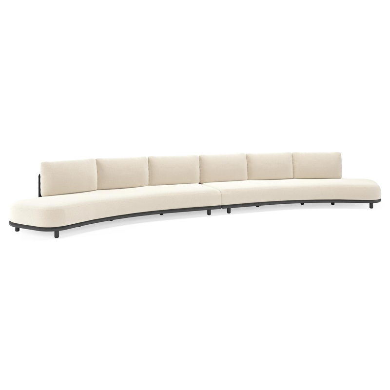 Lomano loungebank in zwart aluminium en beige verticaal geweven luxe vlakke rope met althea off white all weather cosytica kussen