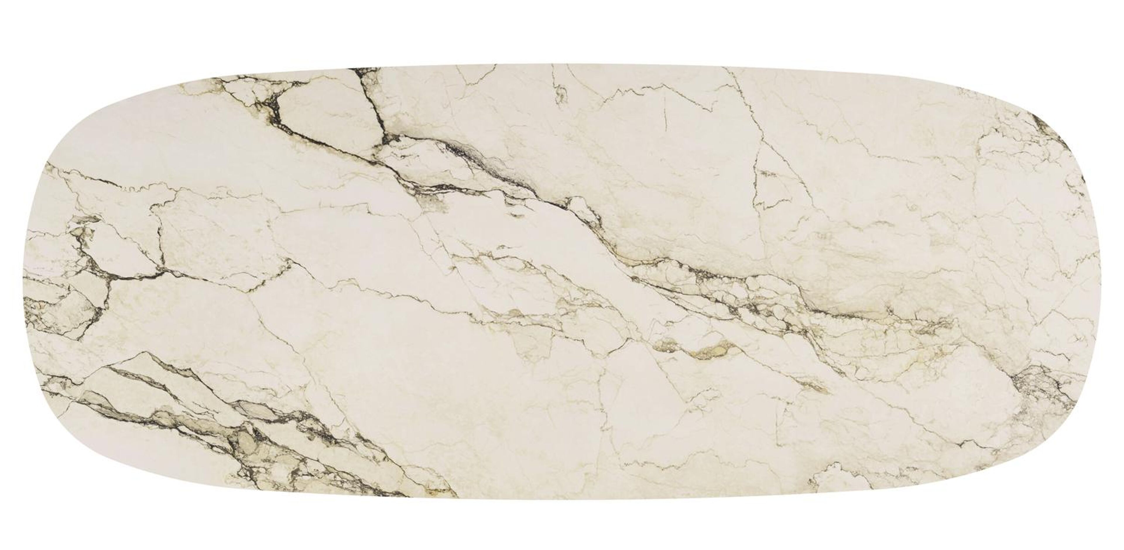 Table de jardin low dining Amico bombo en aluminium blanc et céramique pleine Colorado Dunes - Lg. 320 x Lrg. 130 x Haut. 61 cm