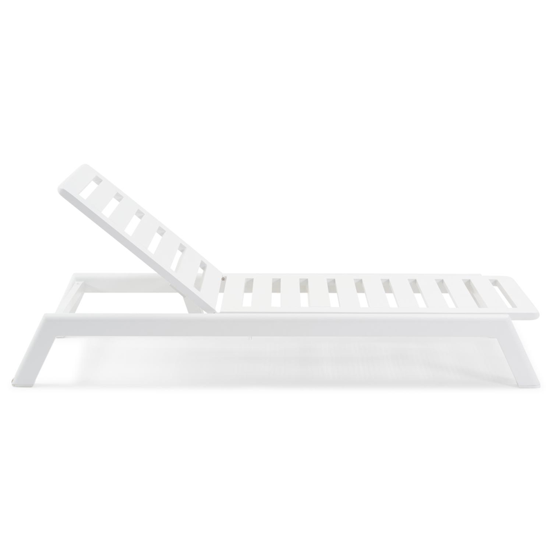 Cirello verstelbaar ligbed met pompsysteem in wit aluminium met natte sooty all weather Sunbrella® luxe kussen