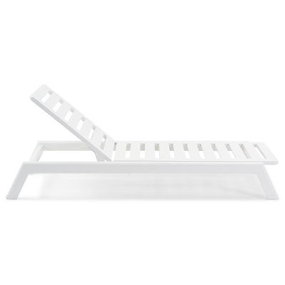 Cirello verstelbaar ligbed met pompsysteem in wit aluminium met natte charcoal chine all weather sunbrella® luxe kussen