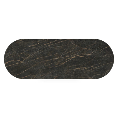 Table de jardin Organo oval en aluminium noir et céramique pleine black obsession - Lg. 300 x Lrg. 110 x Haut. 74 cm
