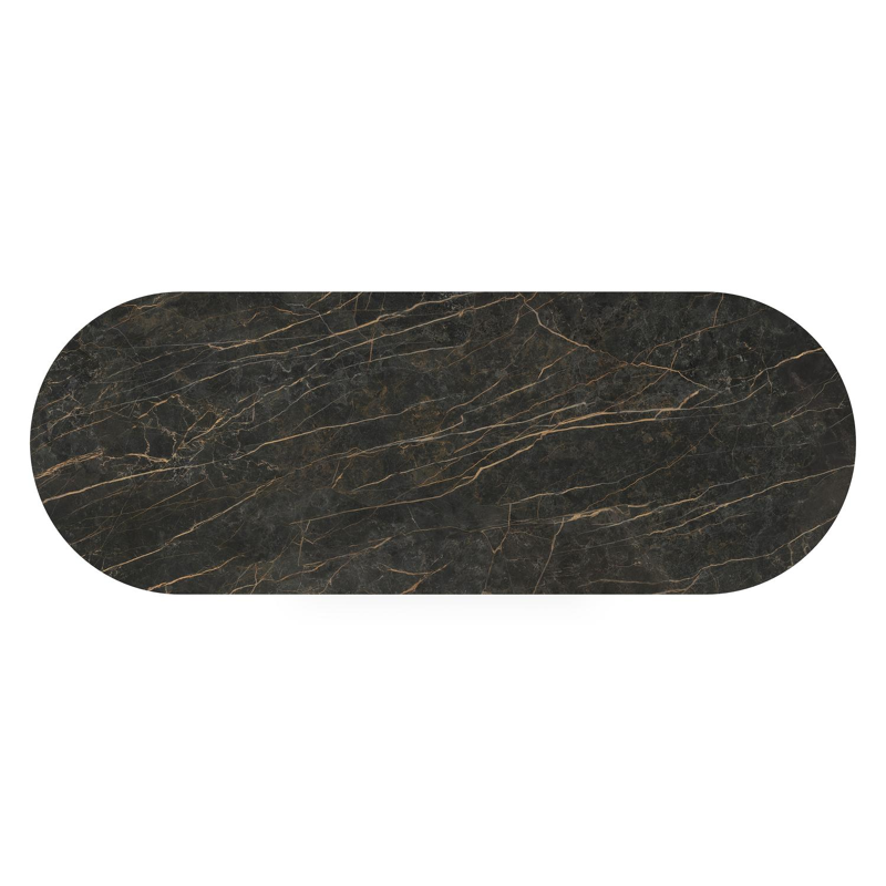 Table de jardin Organo oval en aluminium noir et céramique pleine black obsession - Lg. 300 x Lrg. 110 x Haut. 74 cm