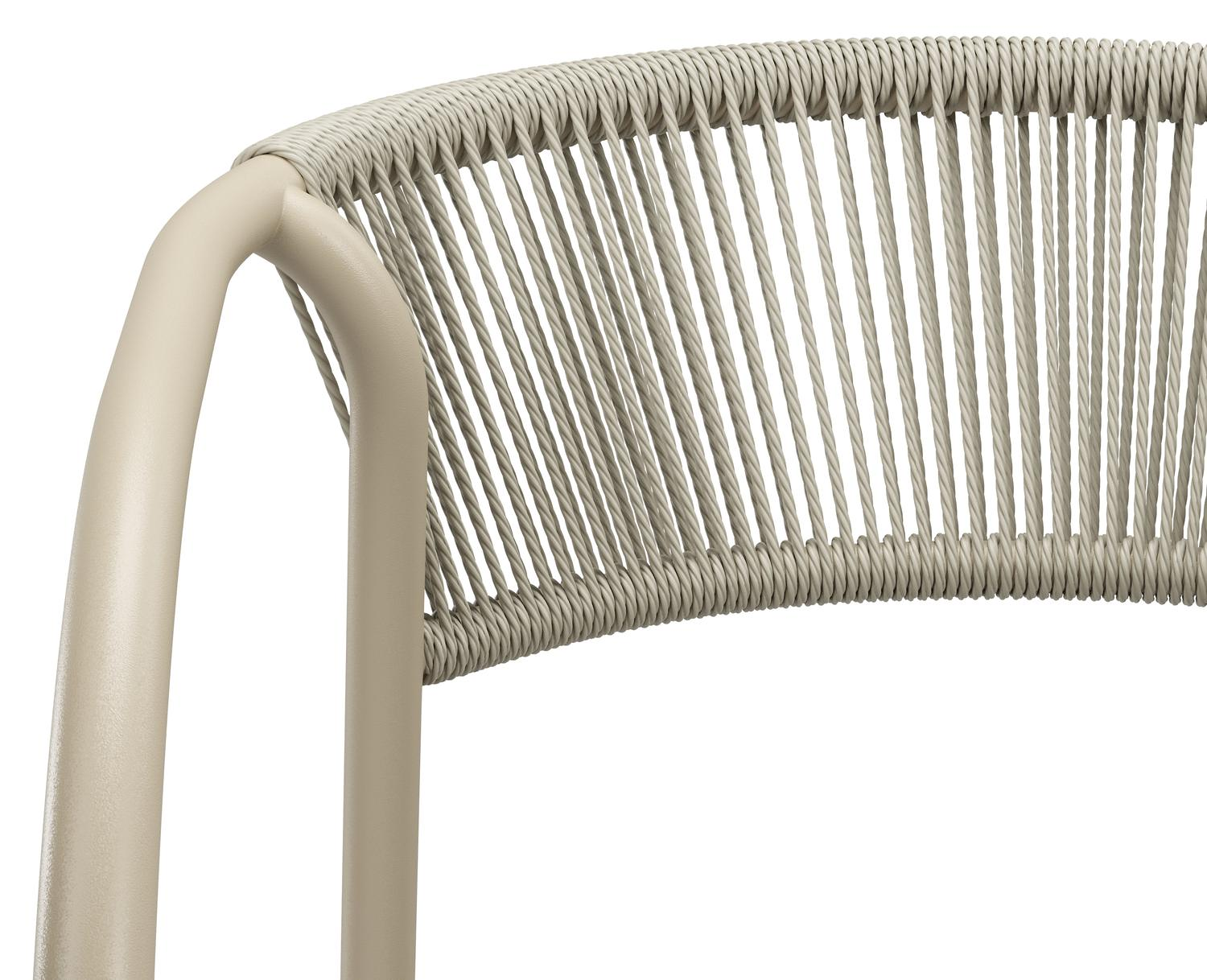 Chaise de jardin Melo empilable en aluminium beige et résine tressée torsadée beige