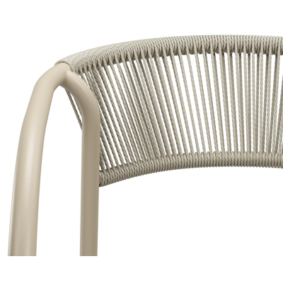 Melo stapelbare tuinstoel in beige aluminium en beige gedraaide ronde wicker
