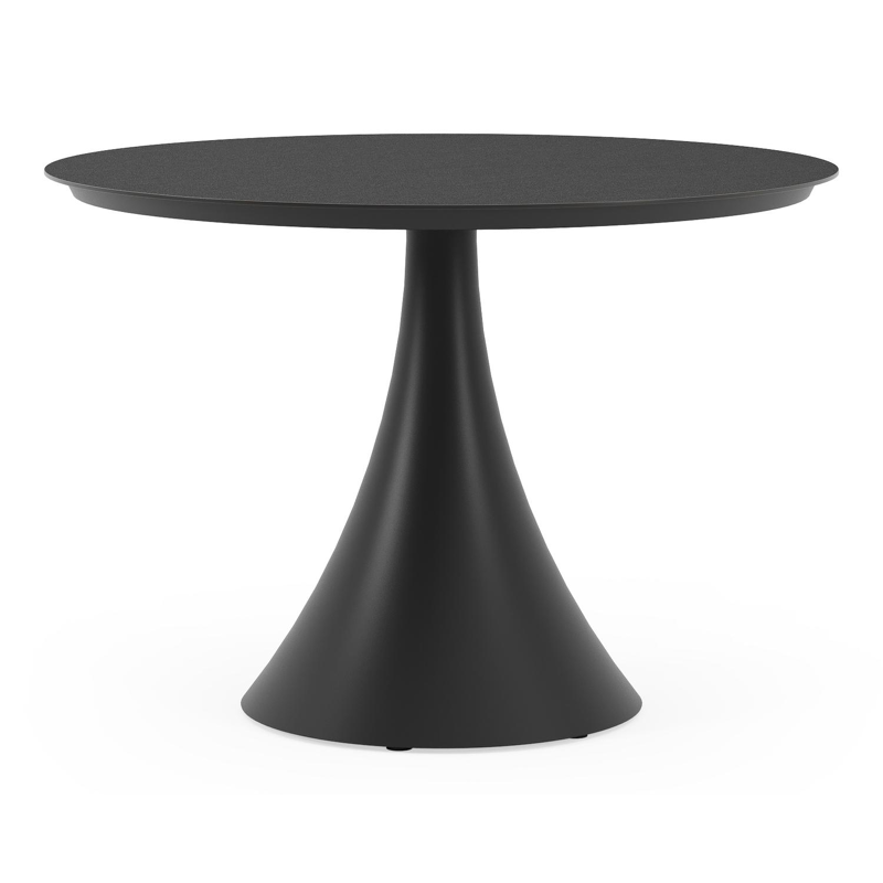 Fano tuintafel in zwart aluminium en volkeramiek nero black - Dia. 110 x H 75 cm