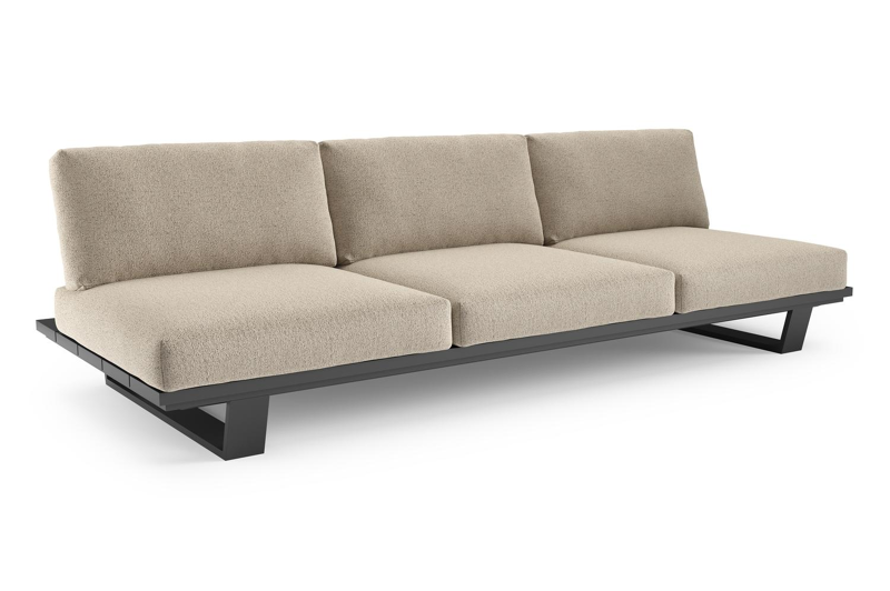 Pagino loungebank in zwart aluminium met marbella beige all weather cosytica kussen