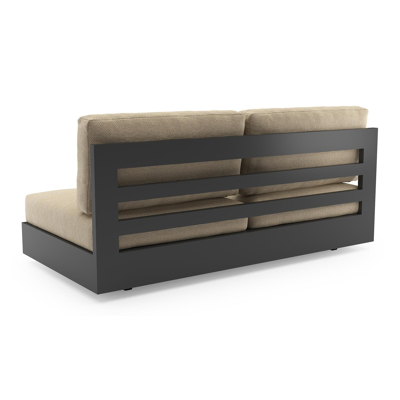 Como loungebank in zwart aluminium met althea camel all weather cosytica kussen