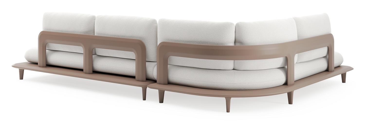 Bomero loungehoek in taupe aluminium met soul optik all weather solica kussen