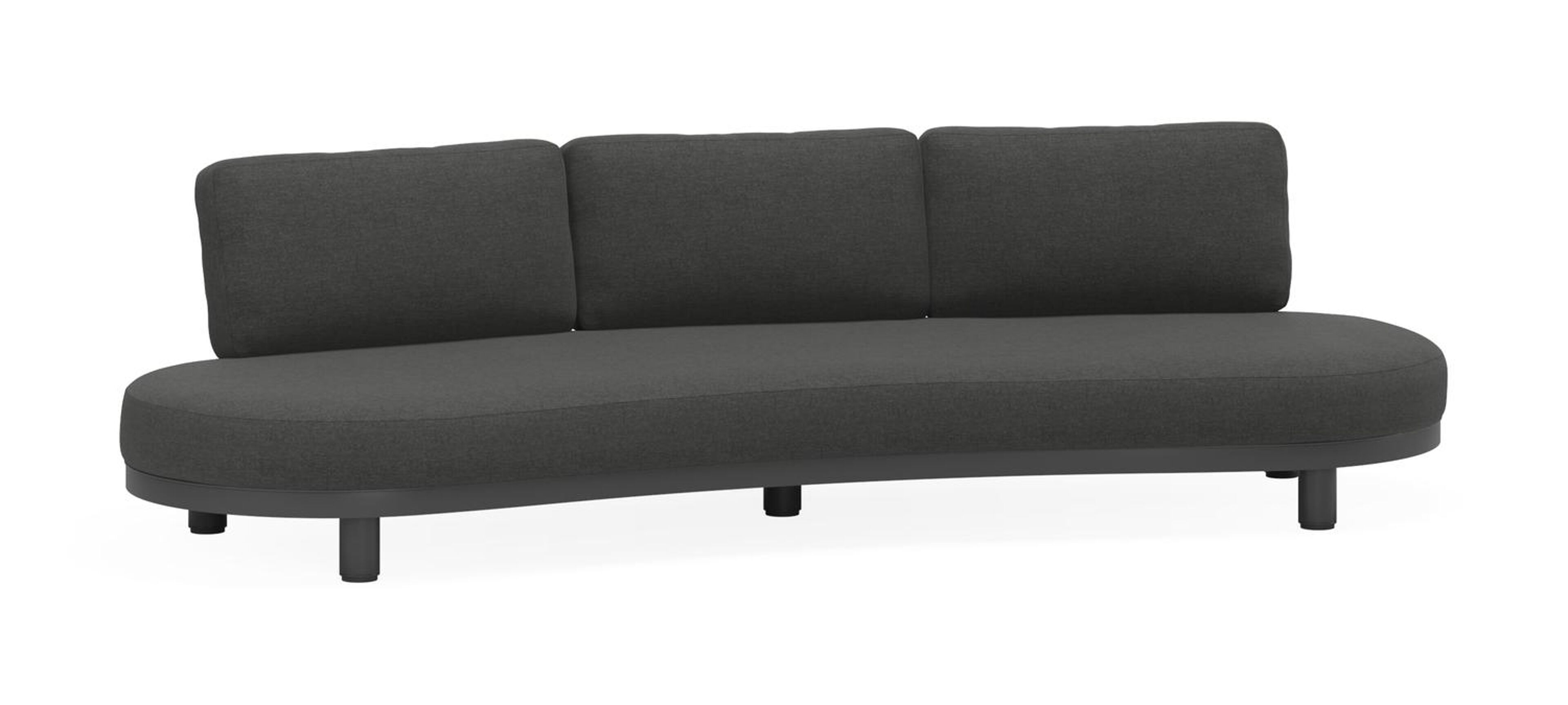 Donato organische loungebank 3-zit in zwart aluminium met chartres sooty all weather sunbrella® luxe kussen